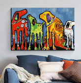 Painting by Numbers Art Four Colorful Dogs